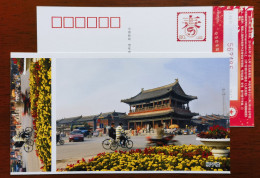 Bicycle Cycling,bike,China 2012 Yanggu County The Lion Tower Landscape Advertising Pre-stamped Card - Cycling