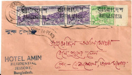 PAKISTAN BANGLADESH 1972 MULTIPLE Overprint FRANKING COVER Jessore To Benapole "PAASPORT To PEACE" As Per Scan - Pakistán