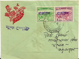 PAKISTAN BANGLADESH 1972 MULTIPLE Overprint On Pakistan Stamps FRANKING COVER "JHINKARGACHA" Cancellation As Per Scan - Pakistán