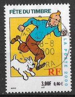 TINTIN FETE DU TIMBRE 2000 EN OBLITERATION RONDE ORGELET JURA 2000, VOIR LE SCANNER - Oblitérés