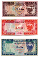 Bahrain Banknotes - Mini Set - 1/2 Dinar - 1 Dinar & 5 Dinars - Second Edition - ND 1973 - Used Condition - Bahreïn