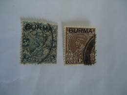 BURMA  STAMPS 2  USED INDIA OVERPRINT  WITH POSTMARK - Asia (Other)