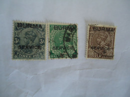 BURMA  STAMPS 3 USED INDIA OVERPRINT SERVICE - Asia (Other)