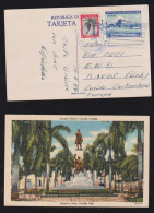 Dominican Republic 1949 Uprated Stationery Picture Postcard To DAVOS Switzerland - República Dominicana