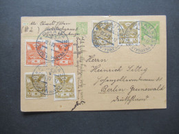 Tschechien CSR 1923 Ganzsache Mit 6x Zusatzfrankatur Stempel Praha 2 CSP Listovni Vypravna - Berlin Grunewald - Postales