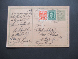 Tschechien CSR 1923 Ganzsache Mit 2x Zusatzfrankatur Stempel Vojtanov Voitersreuth  - Mitweida / Sudetenland - Postales