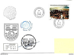 229 - 46 - Enveloppe Terre Adélie Base Concordia 2008 - Divers Cachets Illustrés - Timbre Carnet De Voyage - Estaciones Científicas