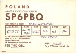 Polish Amateur Radio Station QSL Card Poland Y03CD SP6PBQ - Amateurfunk
