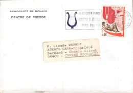 MONACO SEUL SUR LETTRE POUR LA FRANCE 1972 - Briefe U. Dokumente