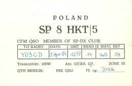 Polish Amateur Radio Station QSL Card Poland Y03CD SP8HKT - Radio Amatoriale