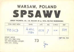 Polish Amateur Radio Station QSL Card Poland SP5AWV - Radio Amatoriale