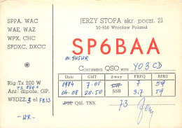 Polish Amateur Radio Station QSL Card Poland SP6BAA - Radio Amateur