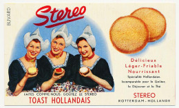 Buvard 16 X 9.6 Le Toast Hollandais STEREO Rotterdam Hollande  Photo De 3 Hollandaises En Costumes - Zwieback