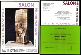 Livret SALON DES ARTS PLASTIQUES De Romainville Seine Saint-Denis Du 03 Au 11-11-1990 + Invitation + Bulletin De Vote - Programmi