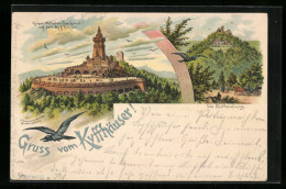 Lithographie Kyffhäuser, Rothenburg Und Kaiser Wilhelm-Denkmal, Rabe  - Kyffhaeuser