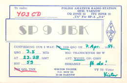 Polish Amateur Radio Station QSL Card Poland Y03CD SP9JBK - Radio Amatoriale