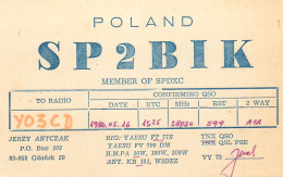 Polish Amateur Radio Station QSL Card Poland Y03CD SP2BIK - Radio Amatoriale