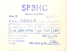 Polish Amateur Radio Station QSL Card Poland Y03CD SP3HC - Radio Amateur