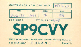 Polish Amateur Radio Station QSL Card Poland Y03CD SP9CVY - Radio Amateur