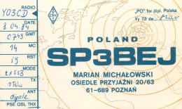 Polish Amateur Radio Station QSL Card Poland Y03CD SP3BEJ - Amateurfunk