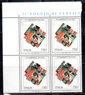 ITALIA REPUBBLICA ITALY REPUBLIC 1996 PATRIMONIO ARTISTICO E CULTURALE FILIPPO TOMMASO MARINETTI QUARTINA ANGOLO MNH - 1991-00: Neufs