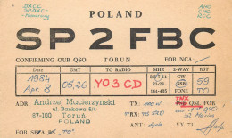 Polish Amateur Radio Station QSL Card Poland Y03CD SP2FBC - Radio Amateur