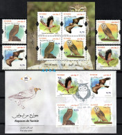 2022-Raptors Of Tunisia (full Set+FDC+block )MNH** // Rapaces De Tunisie (série Complète+Bloc+Env.1er Jour ) Neufs ** - Búhos, Lechuza