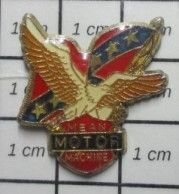 511B Pin's Pins / Beau Et Rare / MOTOS / PIN'S DE BIKER AIGLE ET DRAPEAU SUDISTE MEAN MOTOR MACHINE - Motos