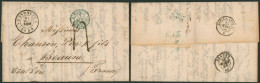 LAC Non Affranchie Obl DC "Nessonvaux" (1856, Manusc. Faweux), Port "4" > Beaune (France) + Passage "Belg. 5 Valencienne - Rural Post