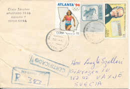 Cuba Registered Cover Sent To Sweden 1996 Topic Stamps - Cartas & Documentos