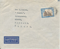 Aden Single Franked Air Mail Cover Sent To Denmark From A Member On S/S St. Croix Hinged Marks On Backside Of The Cover - Aden (1854-1963)