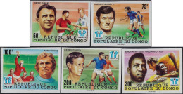 Congo Brazza 1978 Y&T 486 à 490. Non Dentelés. Coupe Du Monde De Football En Argentine. Puskas, Raymond Kopa, Pelé... - 1978 – Argentina