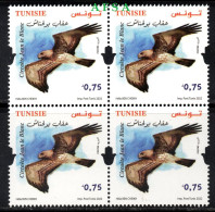 Raptors Of Tunisia-Block 4 (Short-toed Eagle-circaetus Gallicus) MNH**// Bloc De 4-Circaète Jean Le Blanc -circaetus - Águilas & Aves De Presa