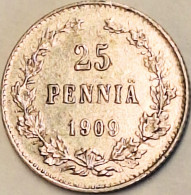 Finland - 25 Pennia 1909 L, KM# 6.2, Silver (#3885) - Finlandia