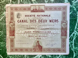 Sté  Nationale  Pour  L' Exécution  Du  CANAL  Des  DEUX  MERS ---------   Part  Bénéficiaire - Navy