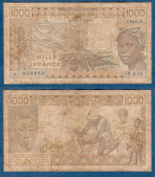 1000 Francs CFA, 1988 A, Côte D' Ivoire, T.019, A 956669, Oberthur, P#_07, Banque Centrale États De L'Afrique De L'Ouest - Westafrikanischer Staaten