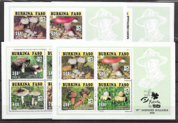 Burkina Faso Mnh ** Champignons Mushrooms Sheets 1996 Perf And Imperf 60 Euros - Burkina Faso (1984-...)