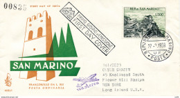 San Marino - Veduta' 58 Lire 500 Su FDC Venetia Via Aerea Per Gli USA, Senza Ann. Di Arrivo - FDC