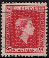 NEW ZEALAND 1954 QEII 9d Carmine "Official" SGO165 FU - Service