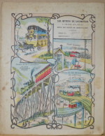 ANCIEN PROTEGE CAHIER LES MOYENS DE LOCOMOTION A TRAVERS LES SIECLES TRAIN DILIGENCE CHEMIN DE FER - Copertine Di Libri