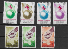 Burundi 2 Sets Mnh ** 1963 4 Euros Red Cross Croix Rouge - Unused Stamps