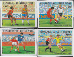 Côte D'Ivoire 1985 Y&T 721 à 724. Non Dentelés. Coupe Du Monde De Football Au Mexique. Phases De Jeu - 1986 – Mexico