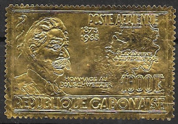 Gabon Albert Schweitzer Gold Stamp With Detached Back Foil Mnh ** 1965 75 Euros - Gabon