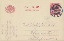 Postkarte P 30 BREFKORT König Gustav 10 Öre DV 811, MALMÖ 10.10.12 Nach Chemnitz - Entiers Postaux