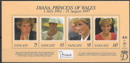 Vanuatu Lady Diana Sheet Mnh ** 1998 9 Euros - Vanuatu (1980-...)