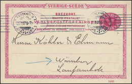 Postkarte P 25 SVERIGE-SUEDE Mit DV 1006, STOCKHOLM 26.7.1907 - Entiers Postaux