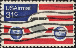 USA Avion Obl Yv: 84 Mi:1201 Avion Sur Globes Terrestres (Lign.Ondulées) - 3a. 1961-… Oblitérés
