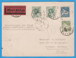 LETTRE PAR AVION DE 1931 - ALGER, MARSEILLE, PARIS - DEPART ALGERIE POUR PORT-AERIEN BOURGET AVIATION - Airmail