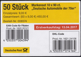 FB 66 Automobile: VW Golf Und Opel Manta, Folienblatt-BANDEROLE Mit DHL-Code - 2011-2020