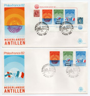 - 2 FDC PHILEXFRANCE 82 - NEDERLANDSE ANTILLEN (Antilles Néerlandaises) 9.6.1982 - Bel Affranchissement DRAPEAUX - - Enveloppes